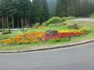 カーブの花壇